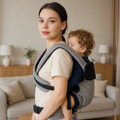 bebe au dos dans un porte bebe physiologique